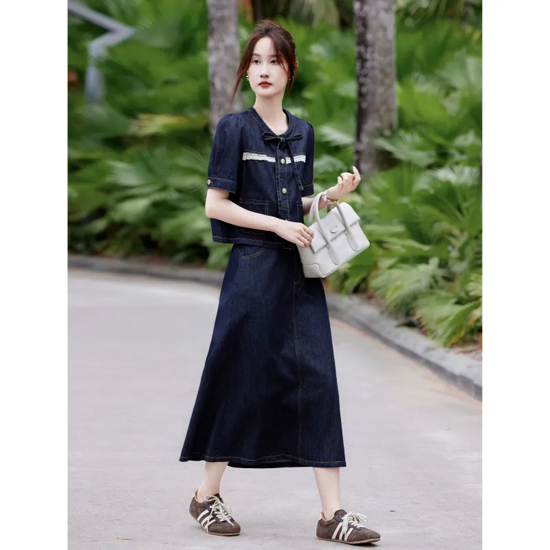 A Paradise For Awakening Skirt Set Women's Denim Blue-6