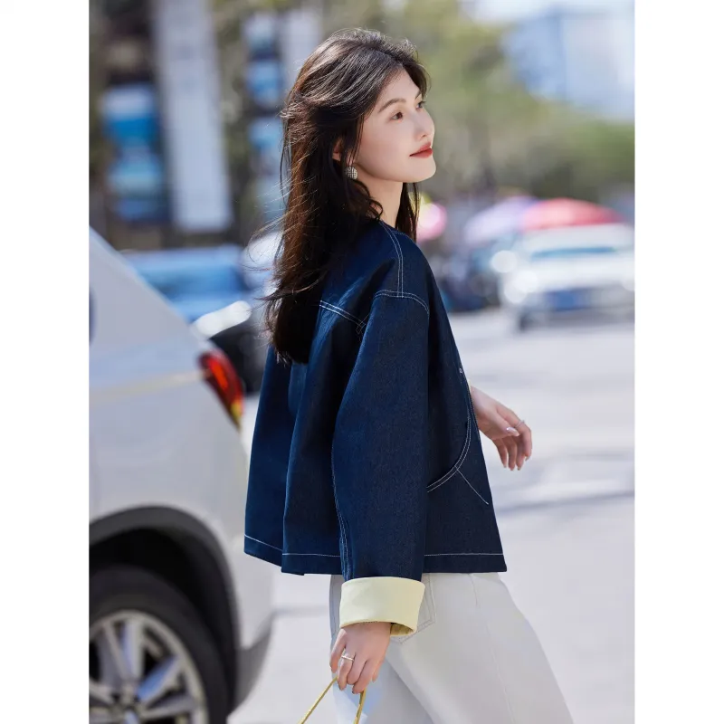 A Paradise For Awakening Denim Jacket Women's Vintage Blue-2