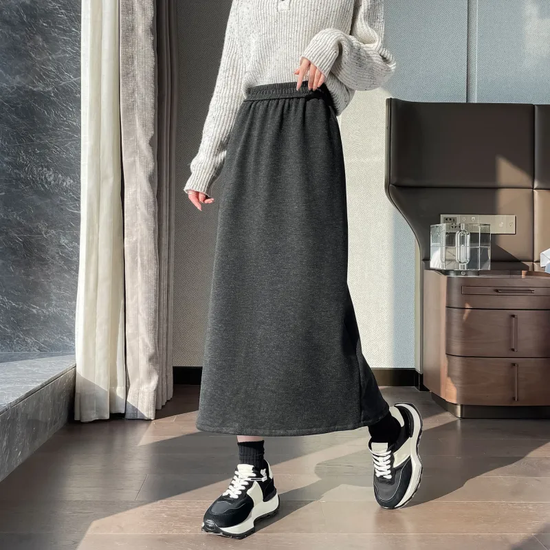 A Paradise For Awakening Casual Long Skirts Women's Dark Gray-3