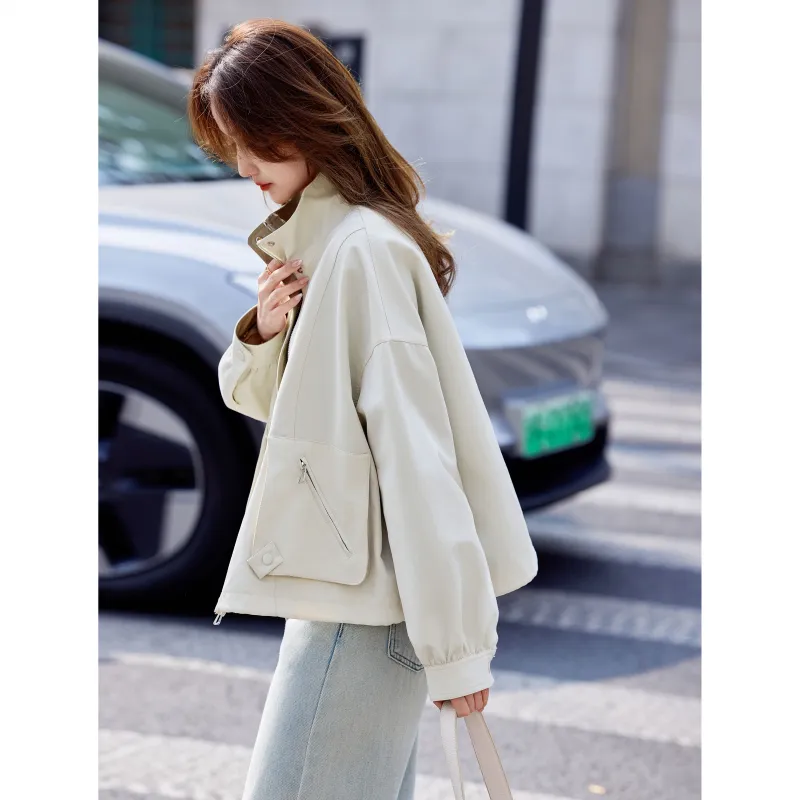 A Paradise For Awakening Cropped Coat Women's Beige Apricot-2