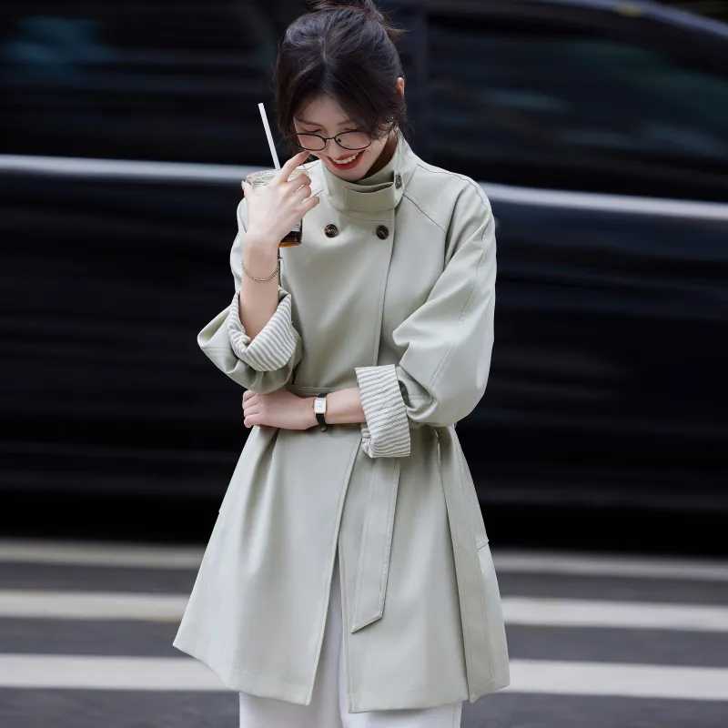 A Paradise For Awakening Trench Coat Women's Green-5