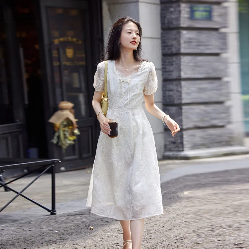 A Paradise For Awakening Short Sleeved Dress Women's Beige-2