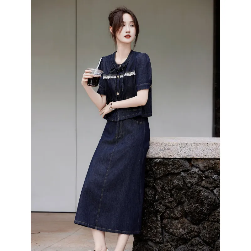 A Paradise For Awakening Skirt Set Women's Denim Blue-5