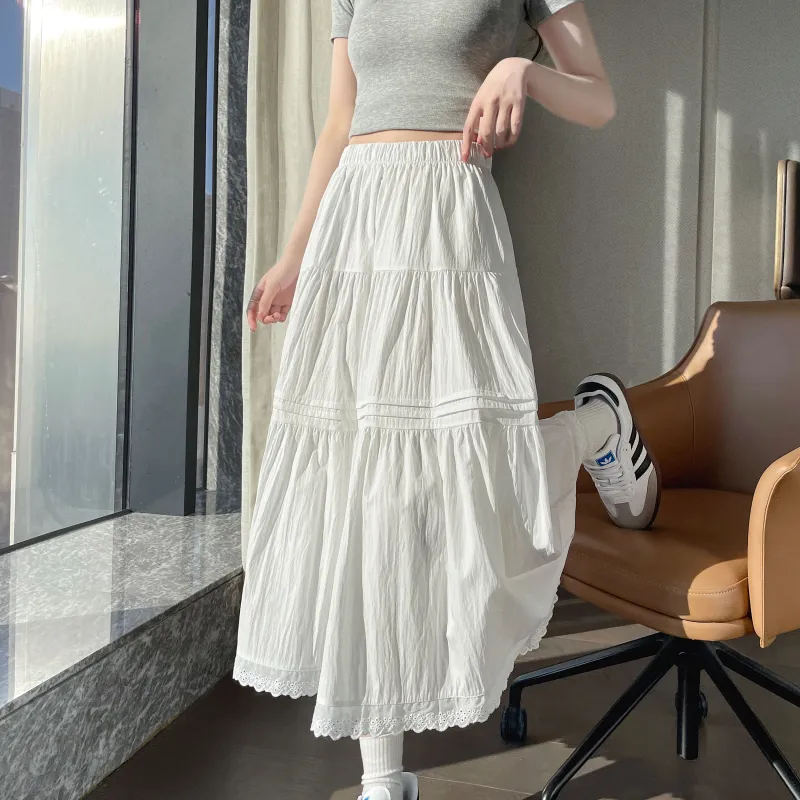 A Paradise For Awakening Casual Long Skirt Women's White-4