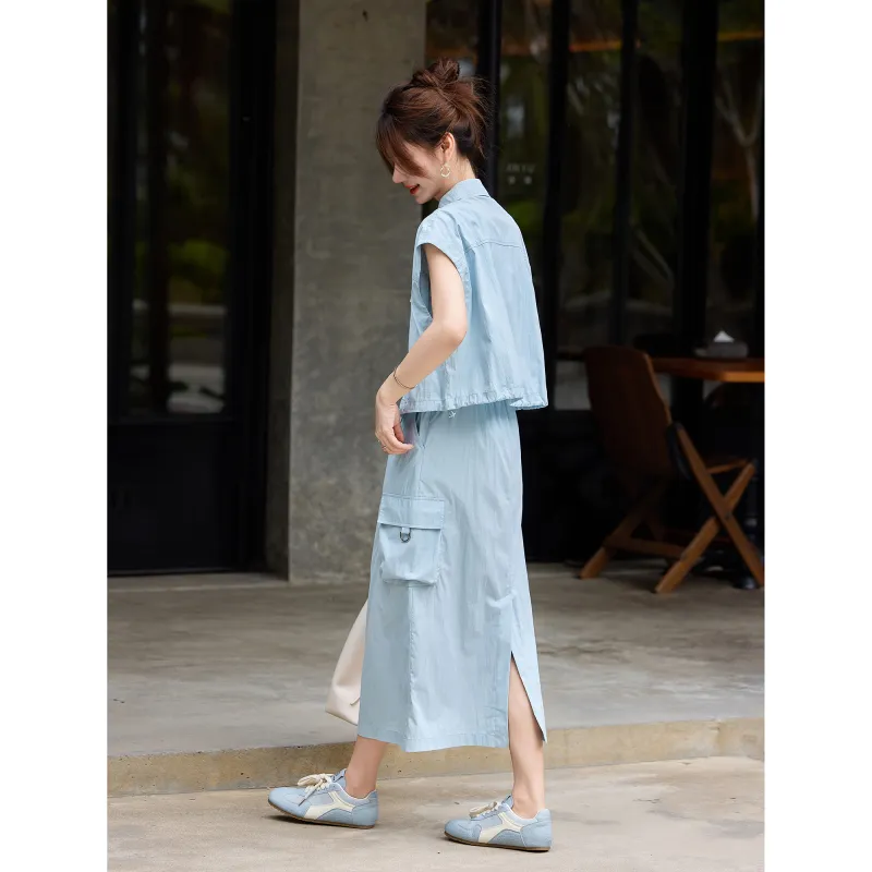 A Paradise For Awakening Skirt Set Women's Blue-2