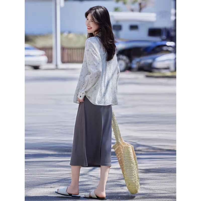 A Paradise For Awakening Skirt Set Women's Gray-3