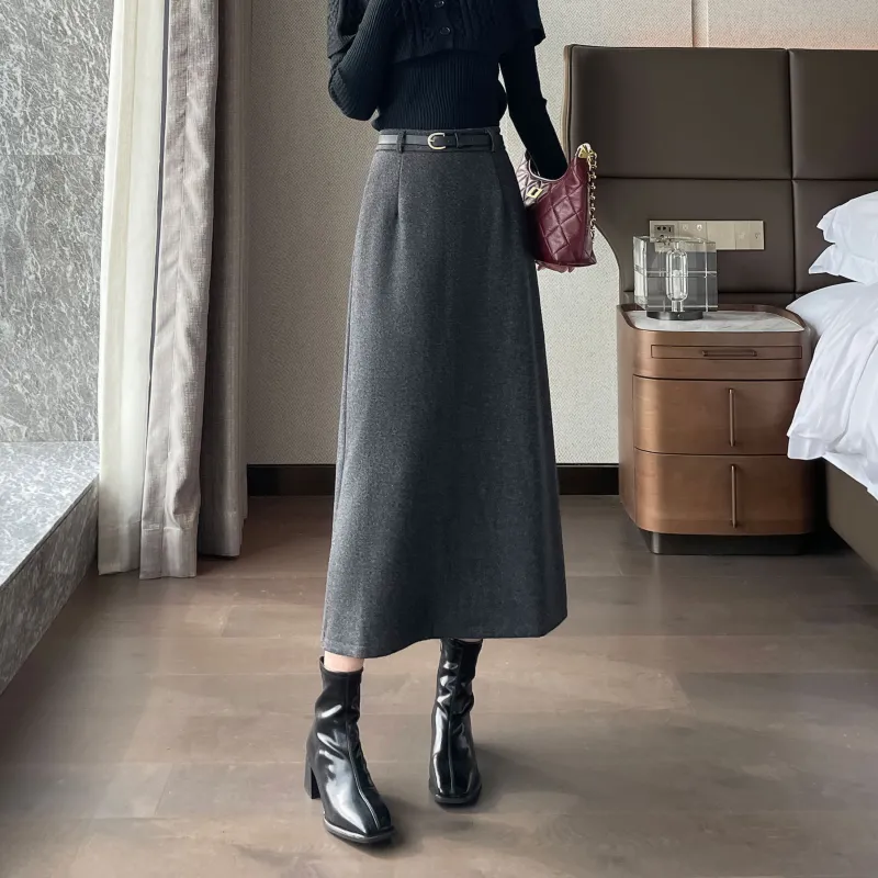 A Paradise For Awakening Casual Long Skirts Women's Dark Gray-2