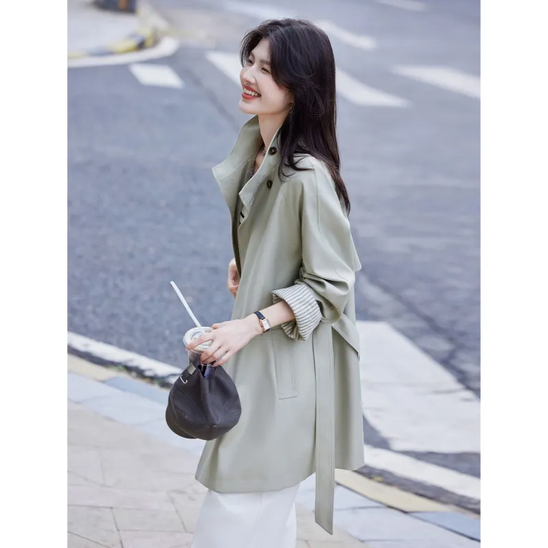 A Paradise For Awakening Trench Coat Women's Green-3