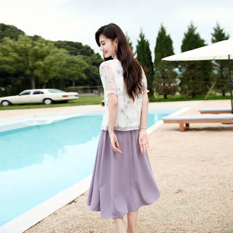 A Paradise For Awakening Skirt Set Women's Purple-1