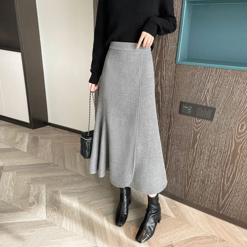 A Paradise For Awakening Casual Long Skirts Women's Gray-4