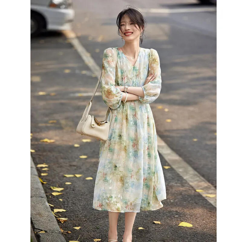 A Paradise For Awakening Short Sleeved Dress Women's Blue Green-1