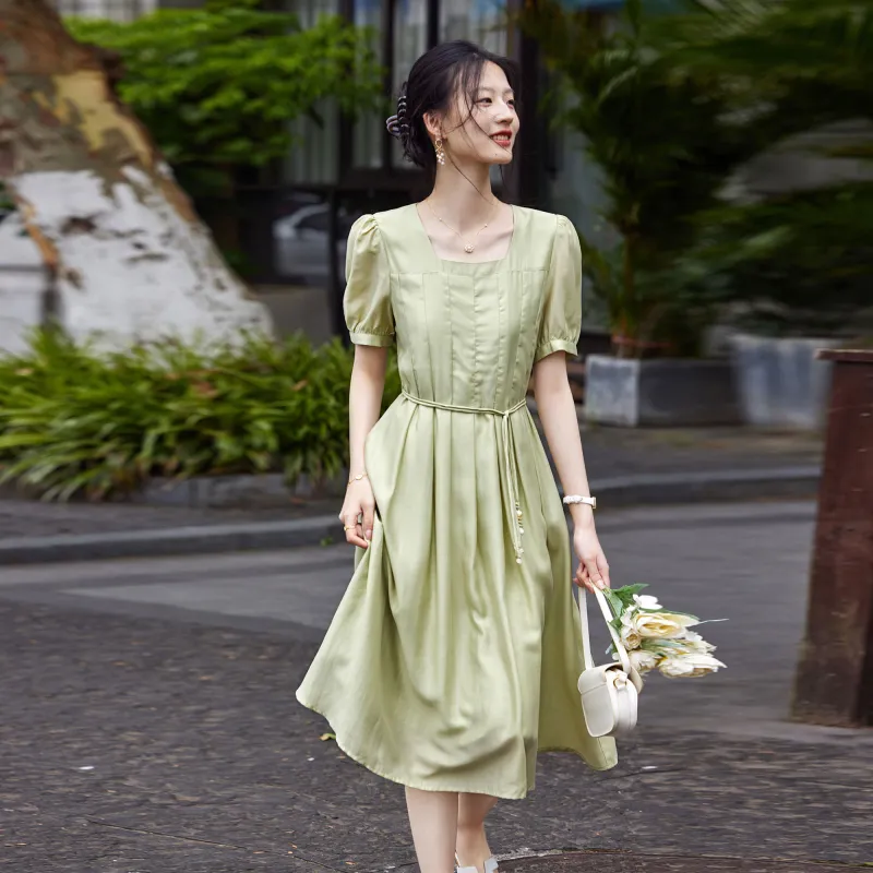 A Paradise For Awakening Short Sleeved Dress Women's Green-4