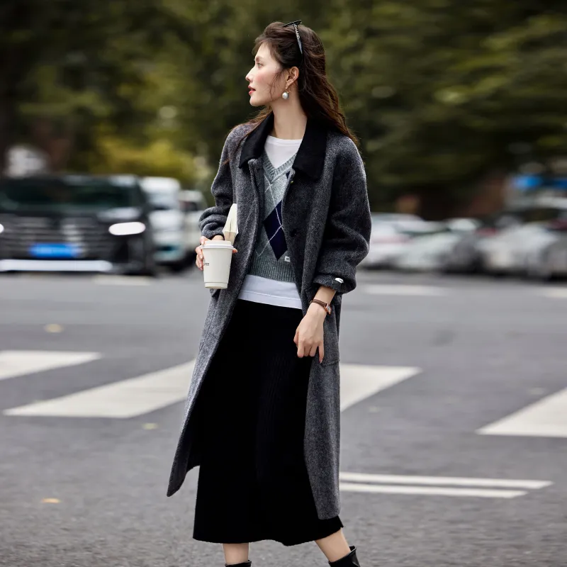 A Paradise For Awakening Coats Women's Black Gray Color-10