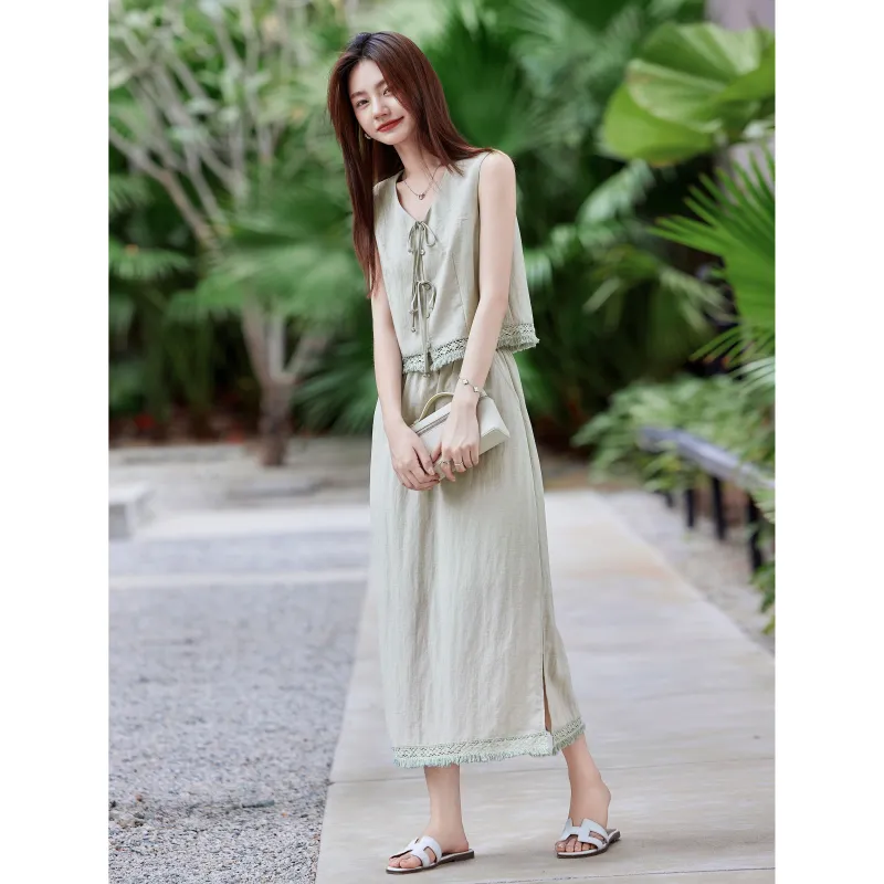 A Paradise For Awakening Skirt Set Women's Green-3