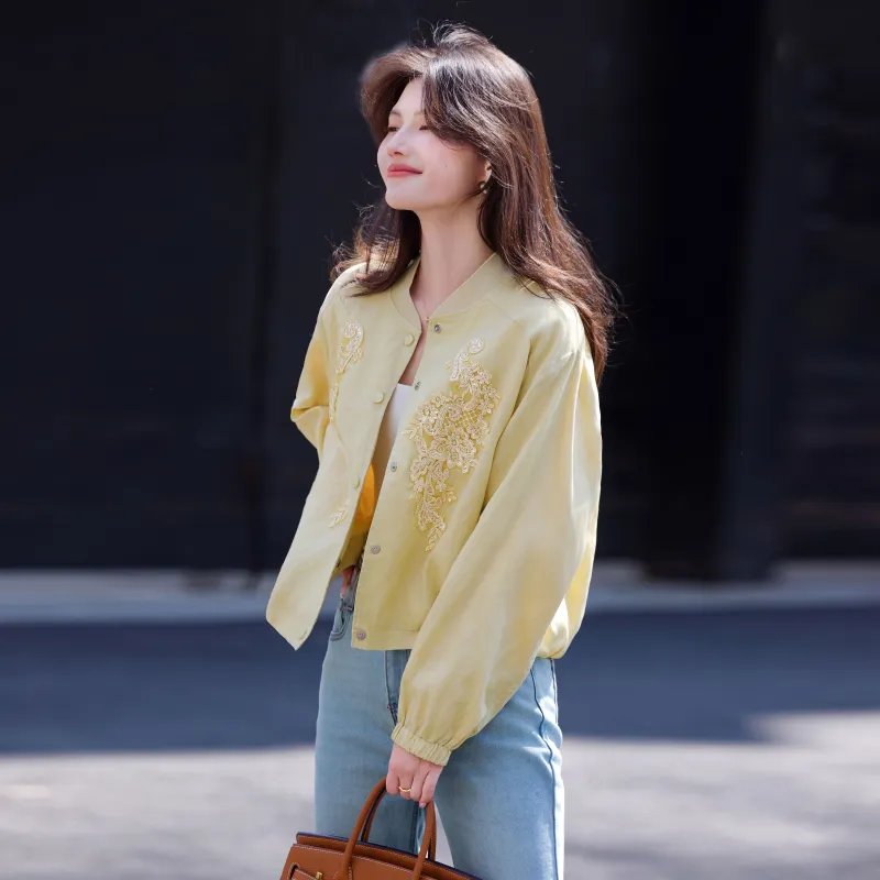 A Paradise For Awakening Cropped Coat Women's Yellow-4