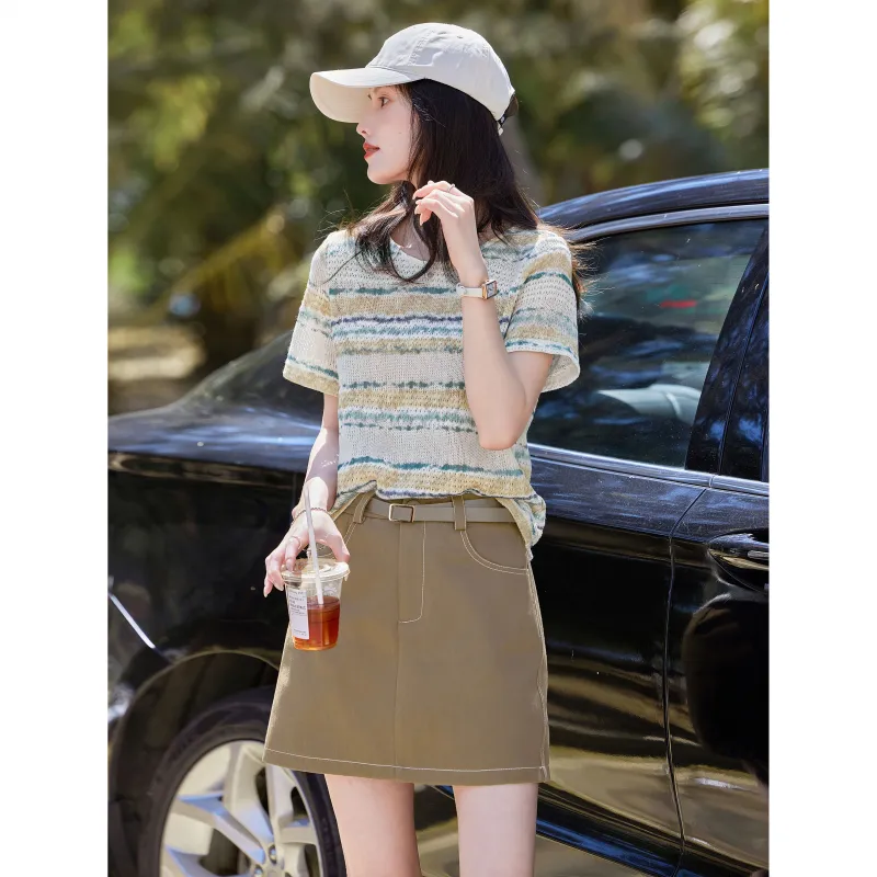 A Paradise For Awakening Skirt Set Women's Khaki-6