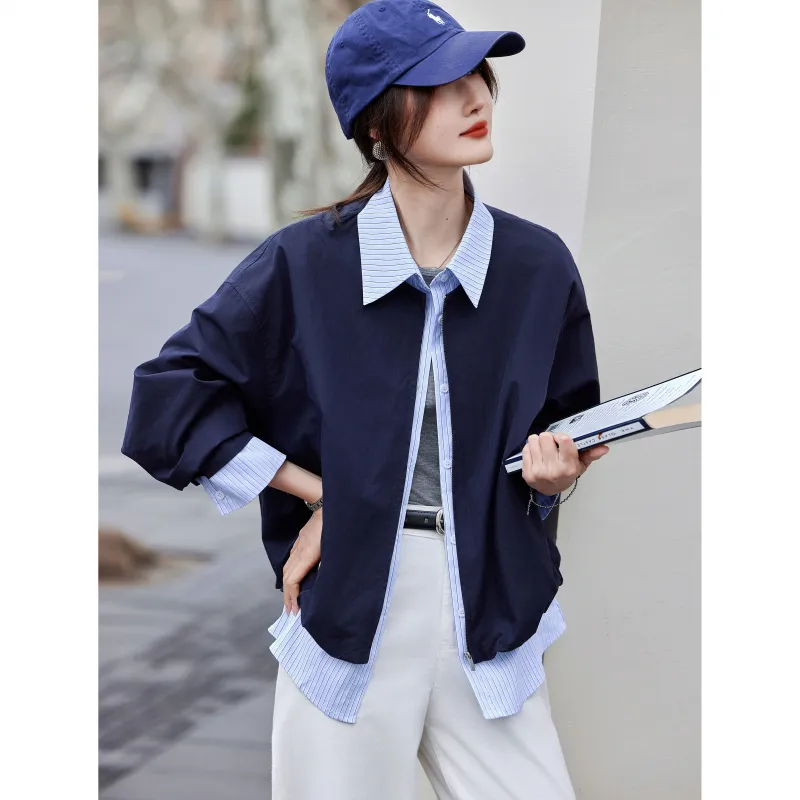 A Paradise For Awakening Cropped Coat Women's Navy Blue-3