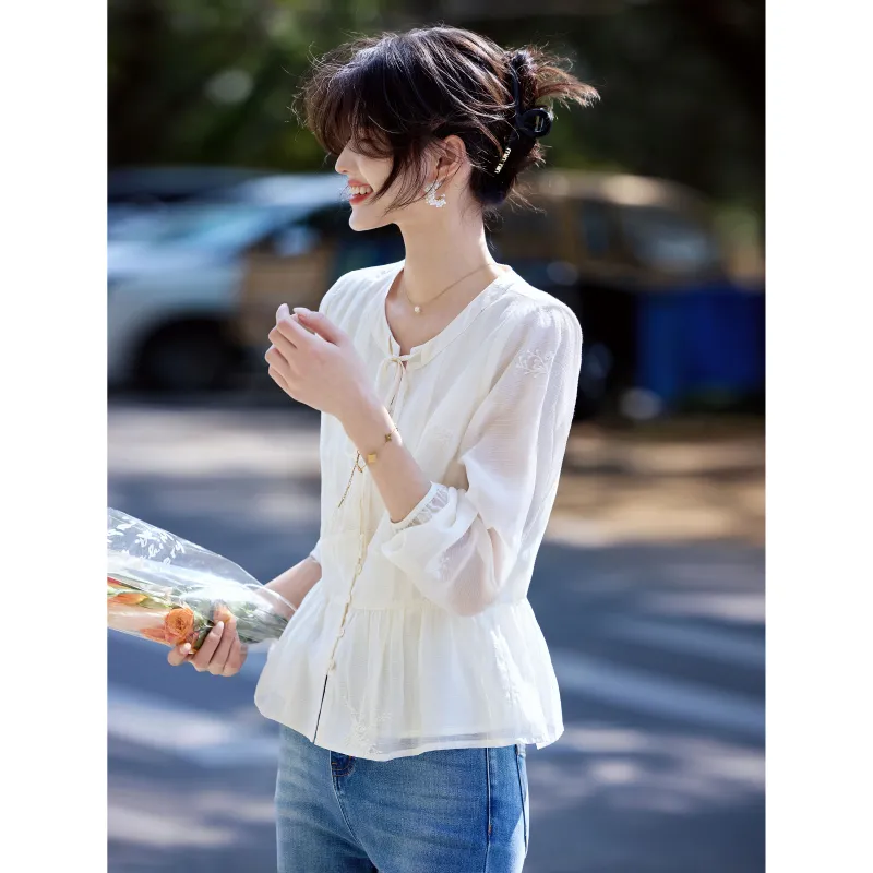 A Paradise For Awakening Shirt Women's Beige-4