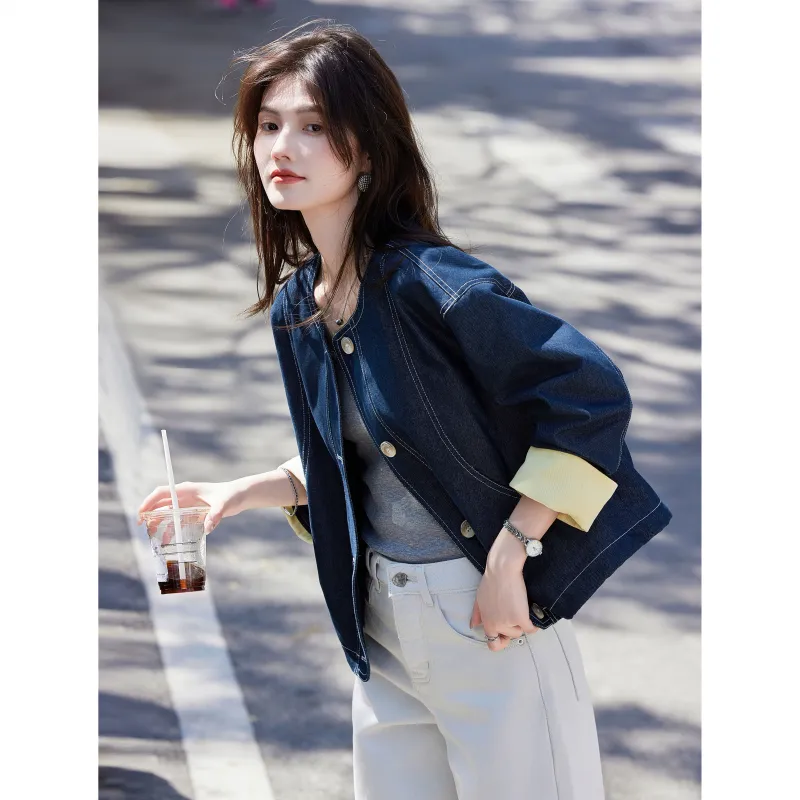 A Paradise For Awakening Denim Jacket Women's Vintage Blue-6