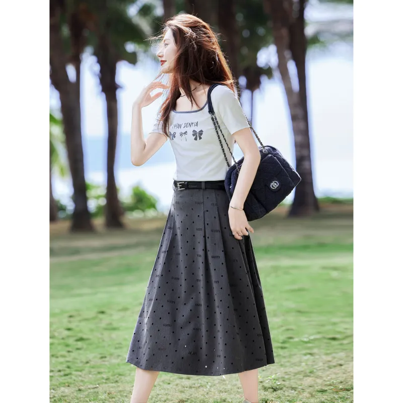 A Paradise For Awakening Skirt Set Women's Gray-6