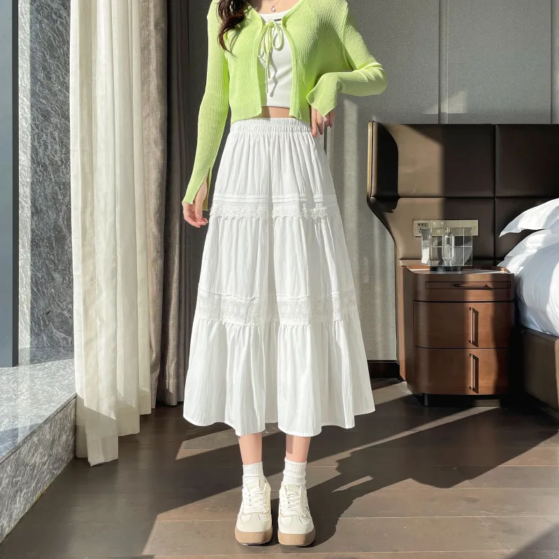 A Paradise For Awakening Casual Long Skirt Women's White-3