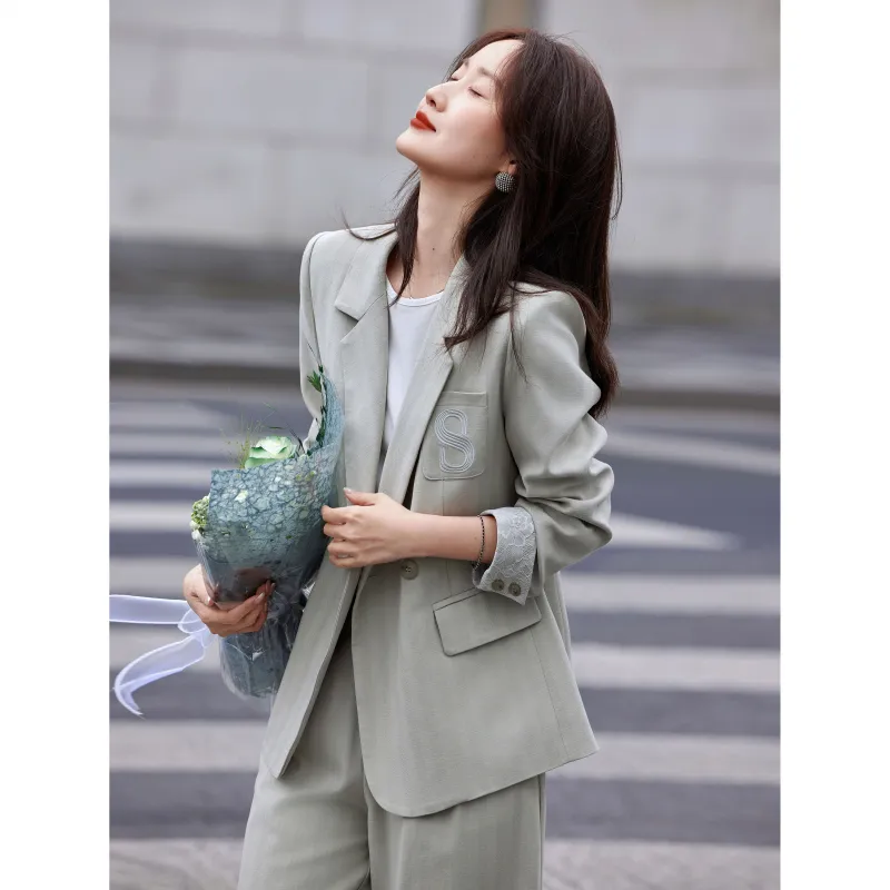 A Paradise For Awakening Casual Suit Women's Pea Green-3