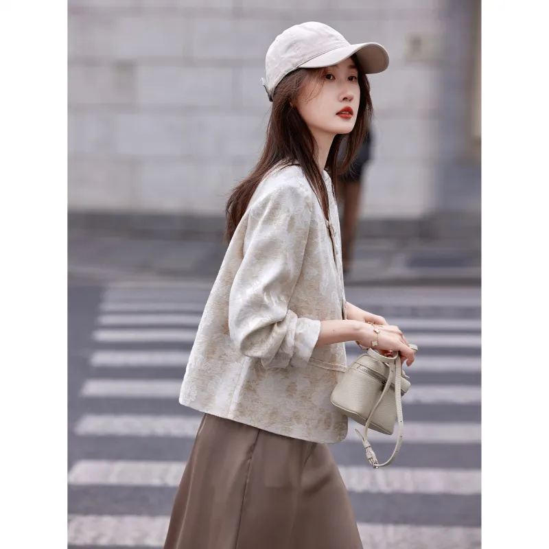 A Paradise For Awakening Cropped Coat Women's Beige Apricot-2
