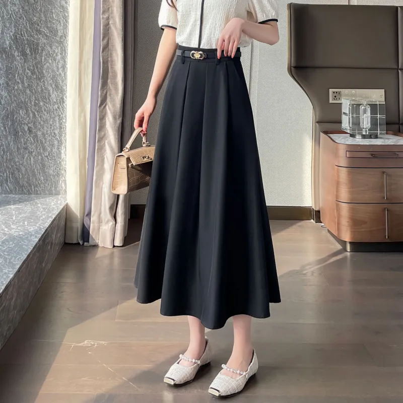 A Paradise For Awakening Casual Long Skirt Women's Black-6