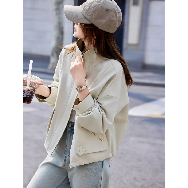 A Paradise For Awakening Cropped Coat Women's Beige Apricot-5