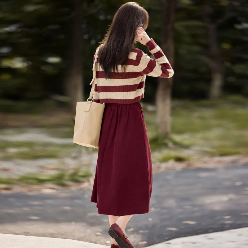 A Paradise For Awakening Skirt Set Women's Burgundy-2