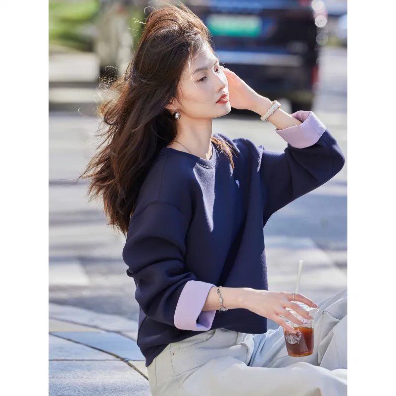 A Paradise For Awakening Sweatshirt Women's Navy Blue-5