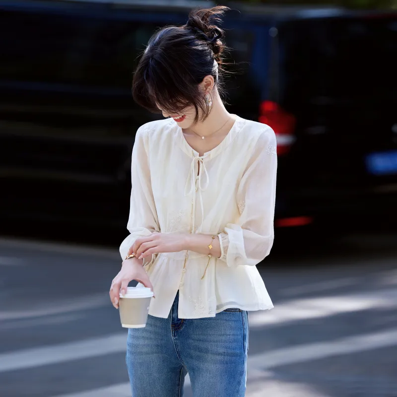 A Paradise For Awakening Shirt Women's Beige-5