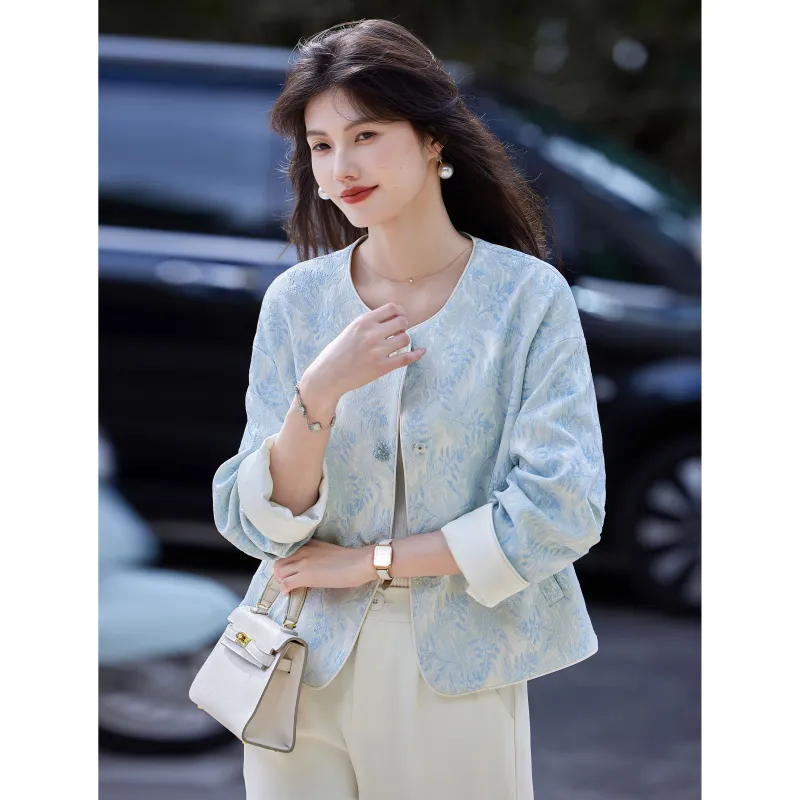 A Paradise For Awakening Cropped Coat Women's Blue-4