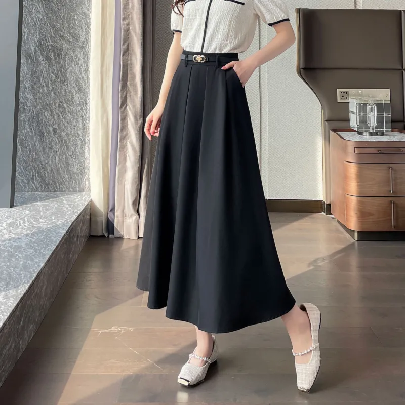 A Paradise For Awakening Casual Long Skirt Women's Black-3