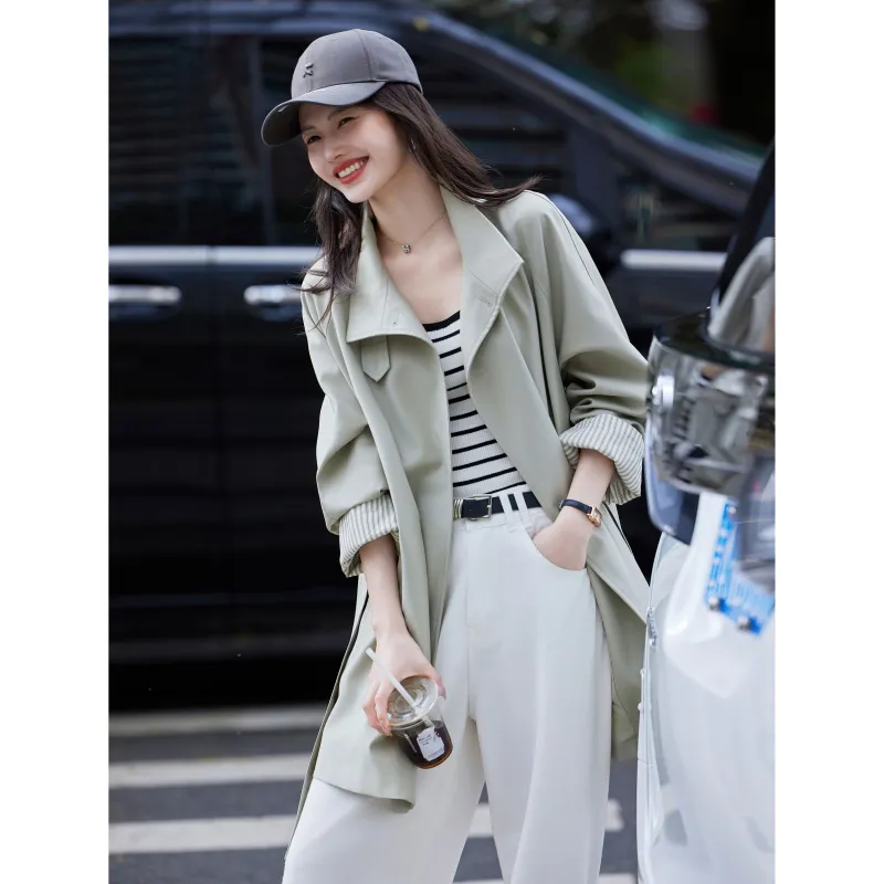A Paradise For Awakening Trench Coat Women's Green-4