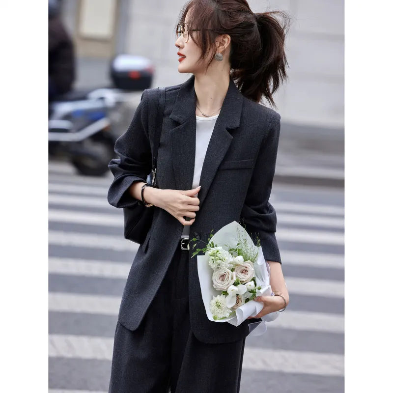 A Paradise For Awakening Casual Suit Women's Dark Gray-4