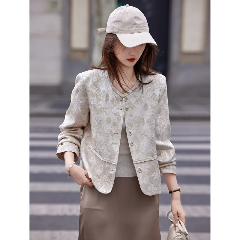 A Paradise For Awakening Cropped Coat Women's Beige Apricot-3