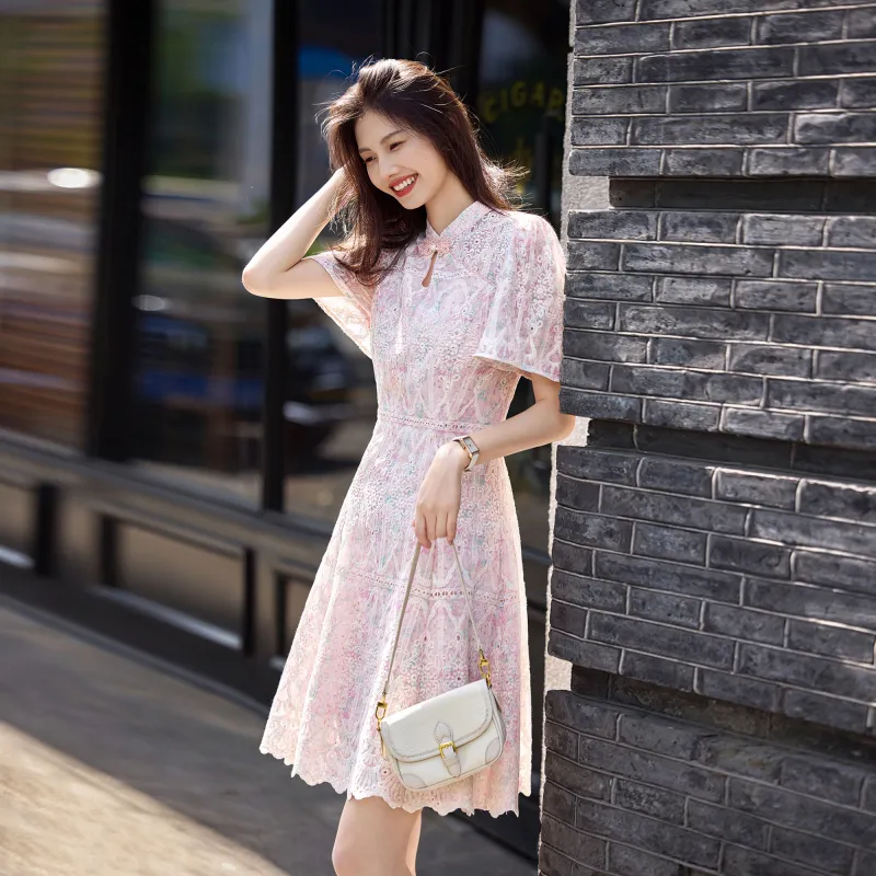 A Paradise For Awakening Short Sleeved Dress Women's Pink-4