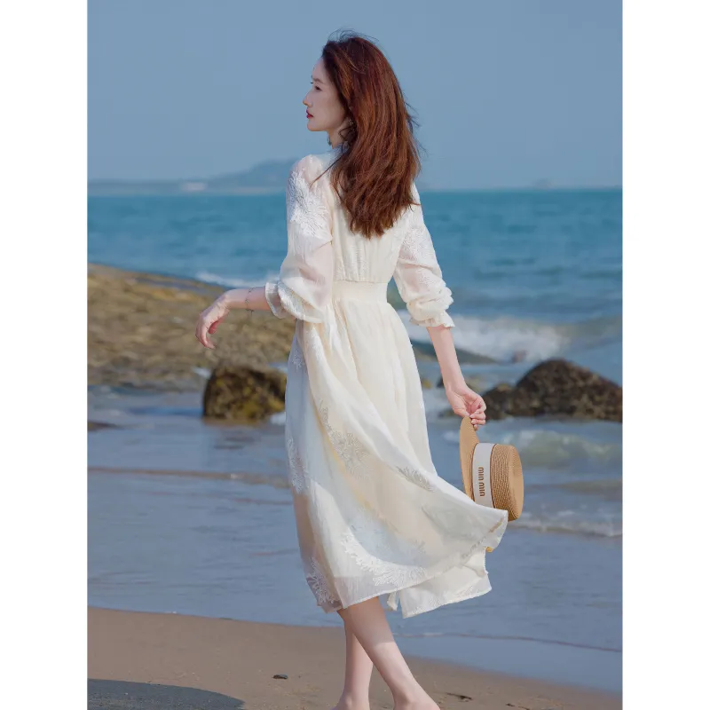 A Paradise For Awakening Long Sleeved Dress Women's Beige-2