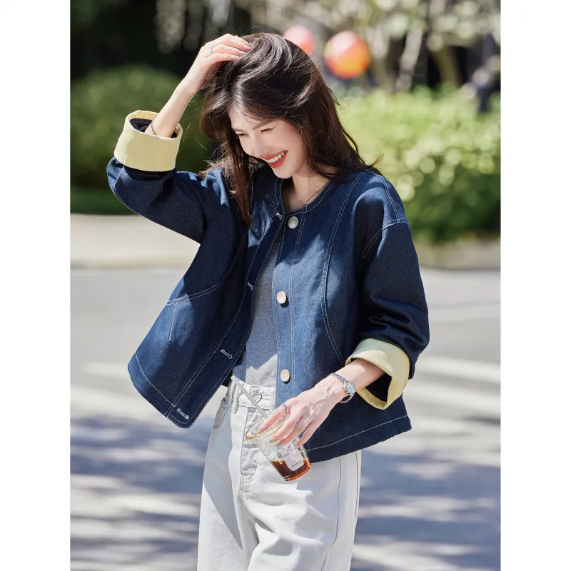 A Paradise For Awakening Denim Jacket Women's Vintage Blue-4