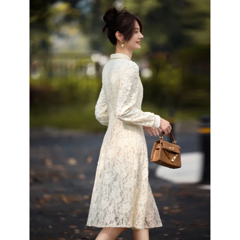 A Paradise For Awakening Long Sleeved Dress Women's Beige-2