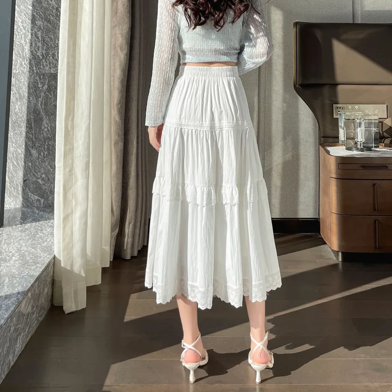 A Paradise For Awakening Casual Long Skirt Women's White-5