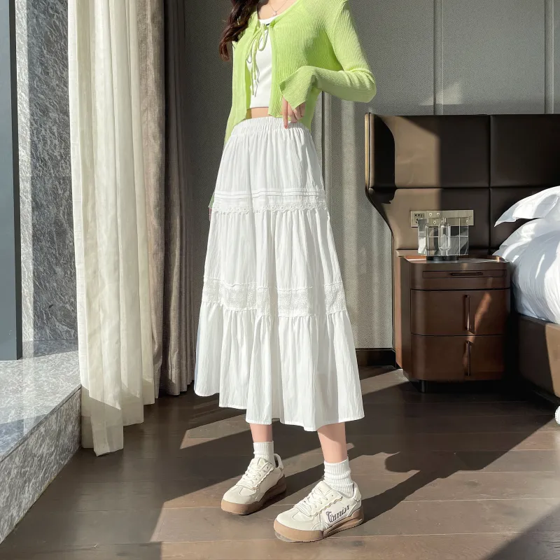 A Paradise For Awakening Casual Long Skirt Women's White-4