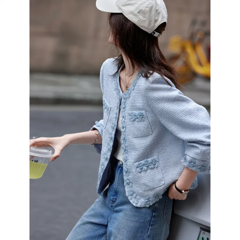 A Paradise For Awakening Cropped Coat Women's Blue-5