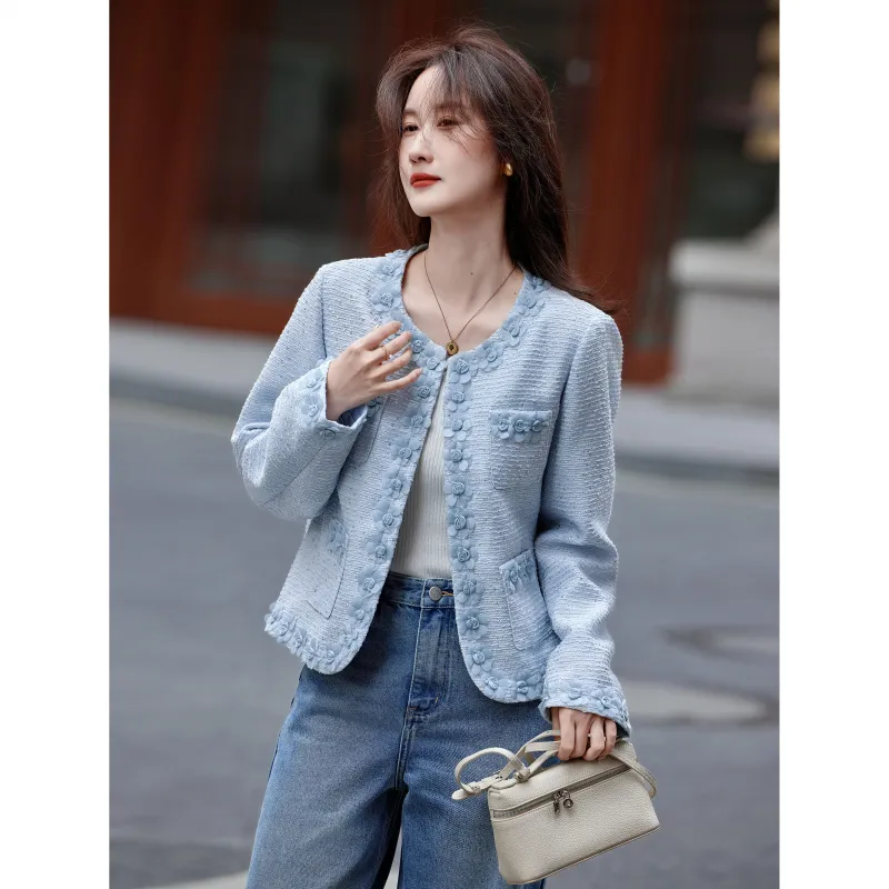 A Paradise For Awakening Cropped Coat Women's Blue-2