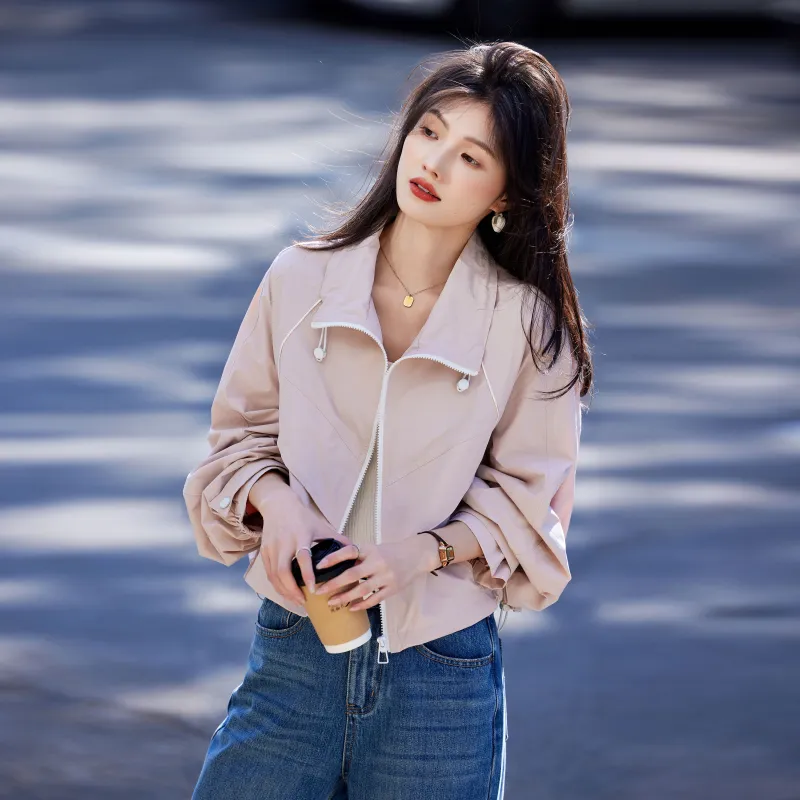 A Paradise For Awakening Cropped Coats Women's Pink-4