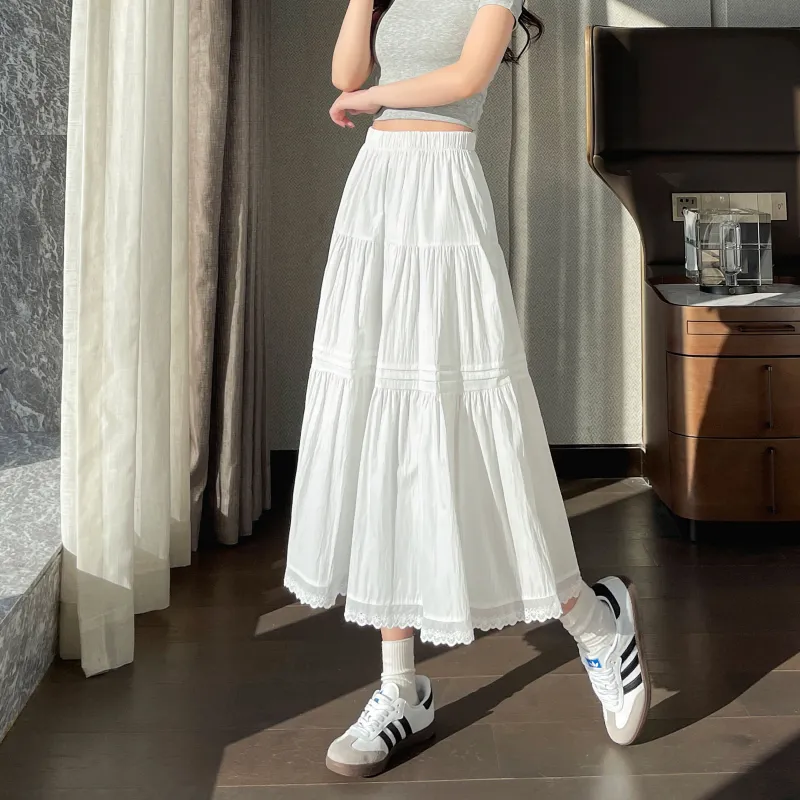 A Paradise For Awakening Casual Long Skirt Women's White-2