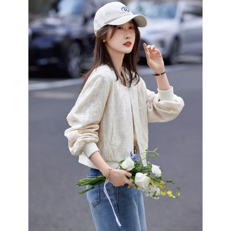 A Paradise For Awakening Cropped Coat Women's Beige Apricot-3