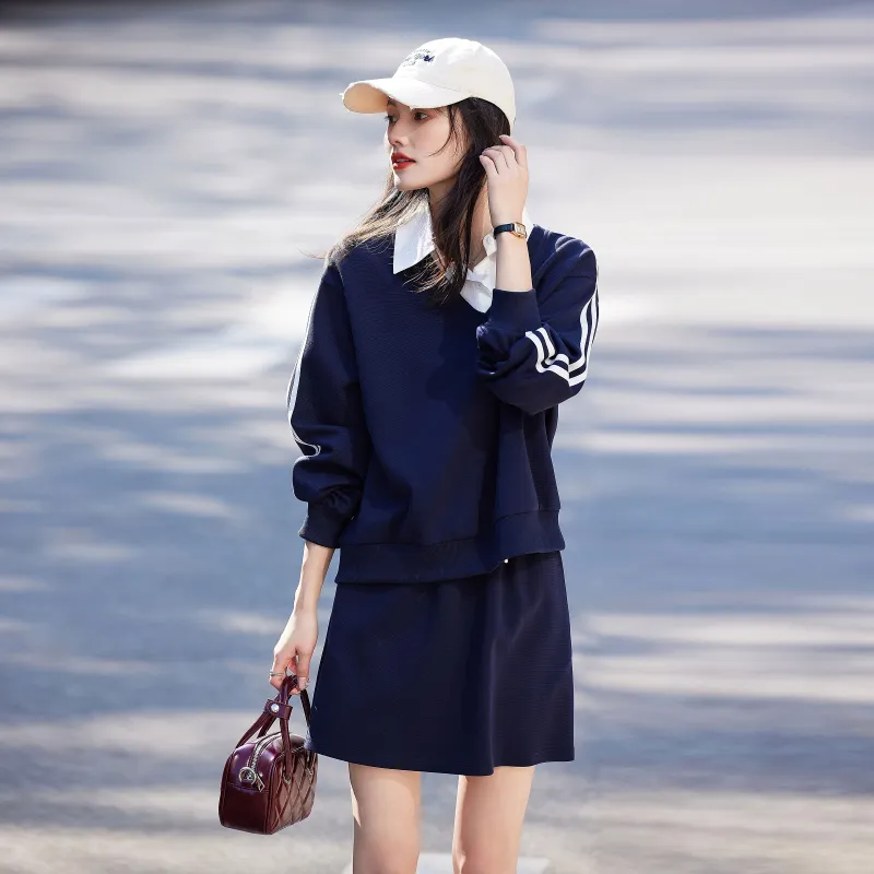 A Paradise For Awakening Skirt Set Women's Navy Blue-4