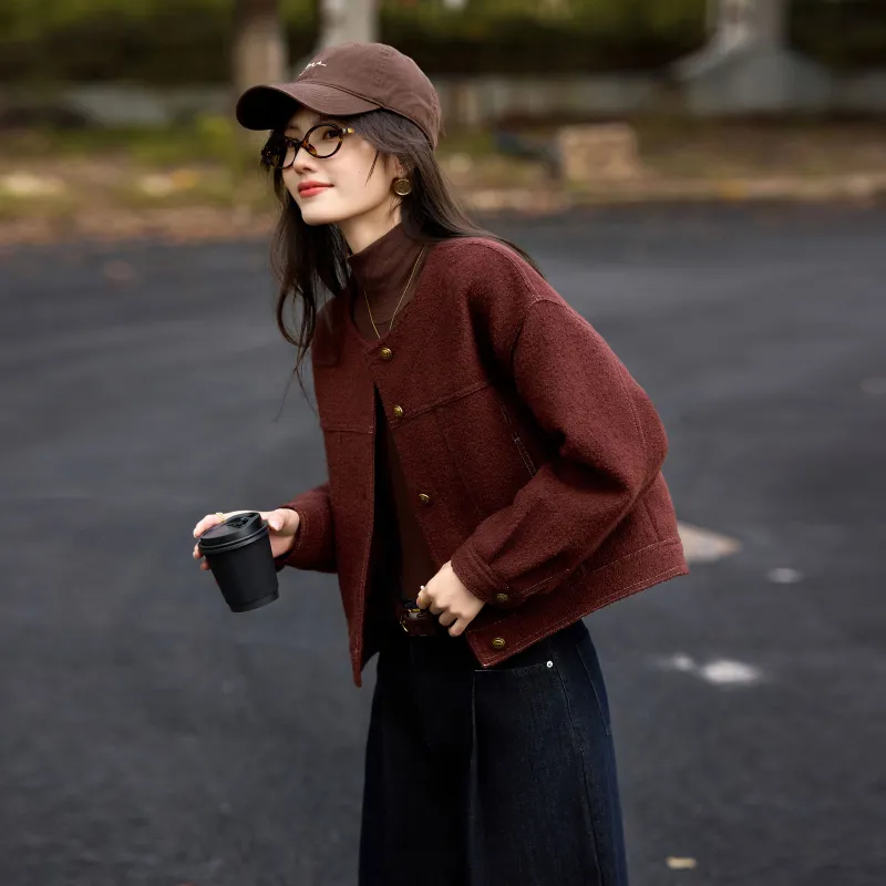 A Paradise For Awakening Coats Women's Burgundy-5